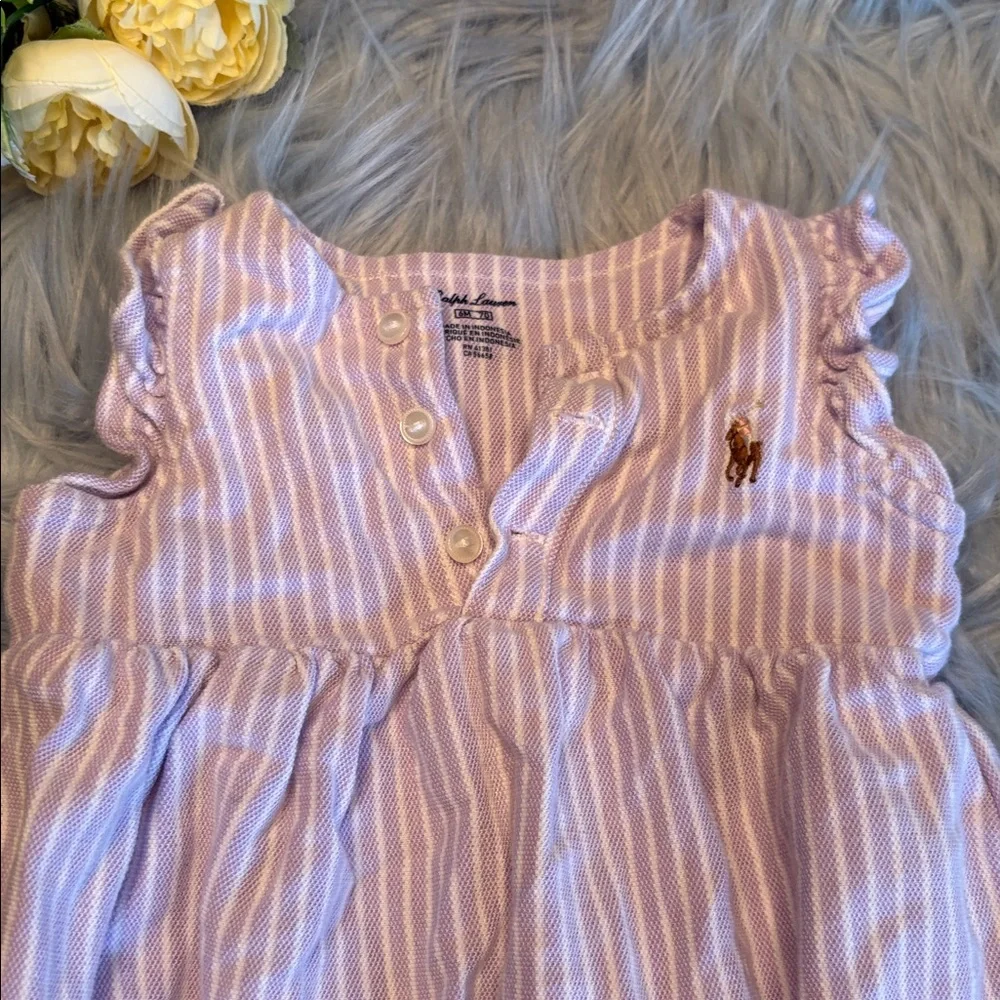 Ralph Lauren Lavender Striped Short Sleeve Shorts Onsie Sz 6M